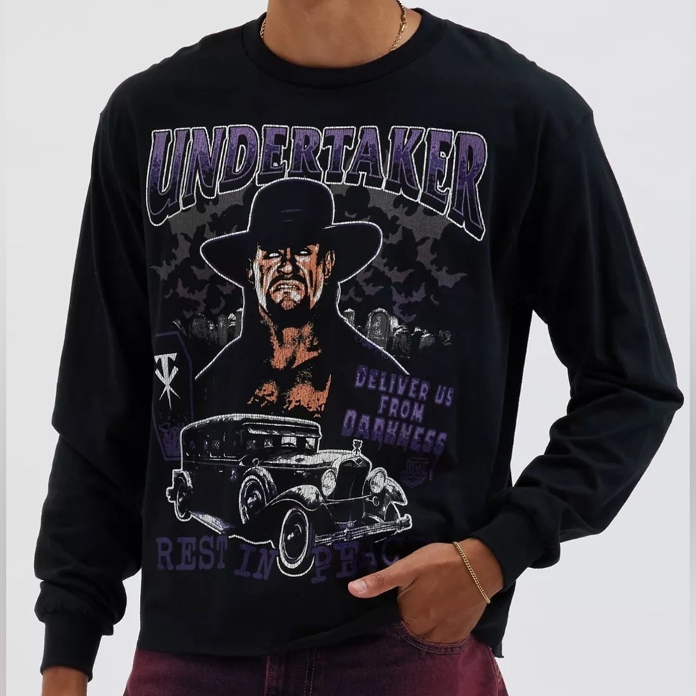 Urban Outfitters WWE The Undertaker Graphic Cropped Long Sleeve Tee Small